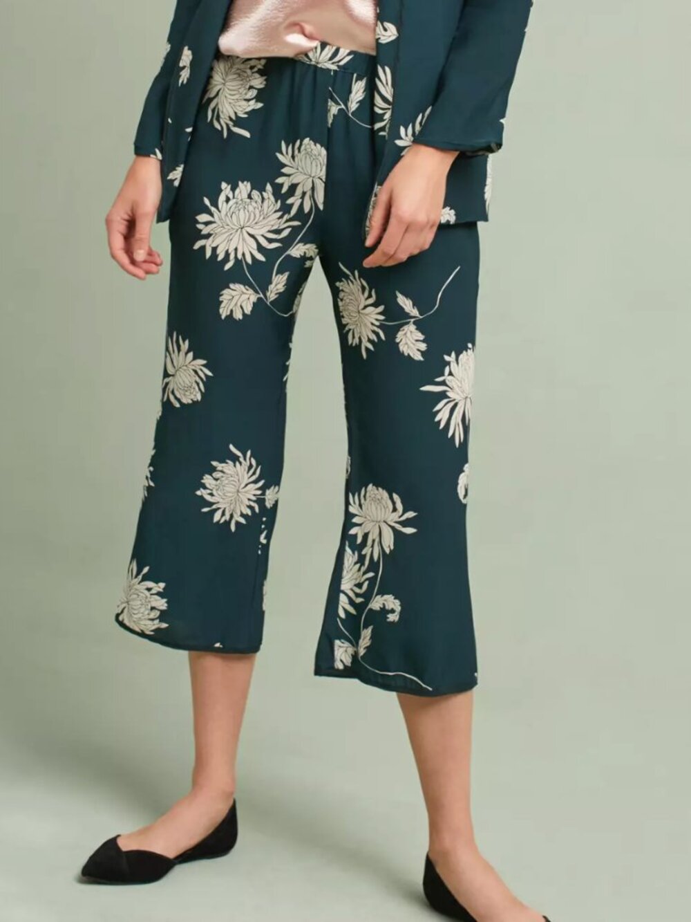 Pre-Loved Anthropologie Capulet Chrysanthemum Pull-On Floral Print Pants size L